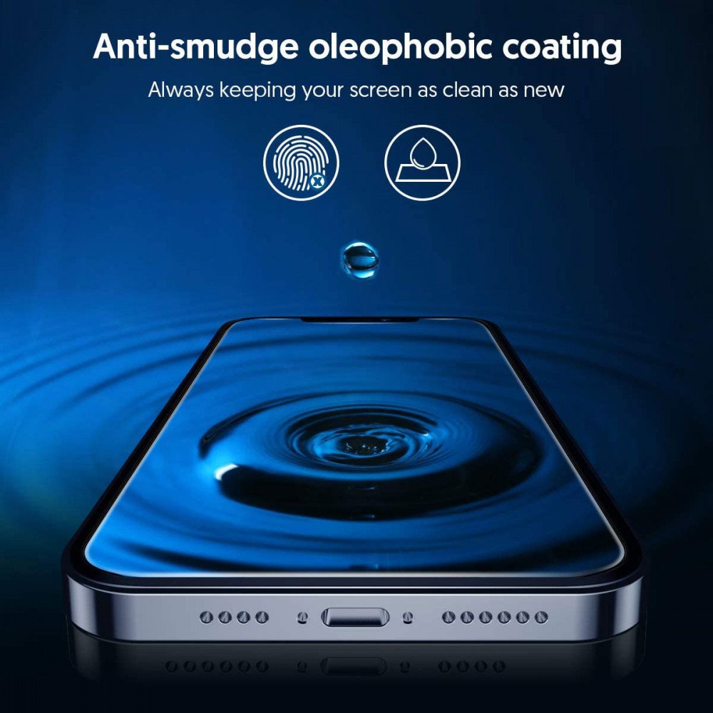 Película protetora de ecrã Blueo Silk HD para Apple iPhone 15 Pro Max, Vidro Temperado, Cola Total, Conjunto de 5 unidades, 2.5D, Preto