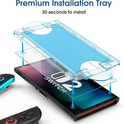 Película Protetora de Ecrã Techsuit SwitchAura Aplicador para Nintendo Switch 2, Vidro Temperado, Conjunto de 2 peças