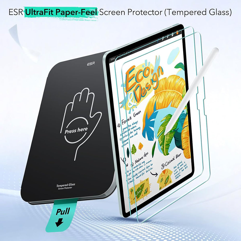 Película Protetora de Ecrã ESR Paper Feel UltraFit para Apple iPad (2025) / (2022), Plástico, Conjunto de 2 peças