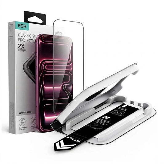 Película protetora de ecrã ESR UltraFit Classic para Apple iPhone 18 Pro / 17 Pro, Vidro Temperado, Cola Total, Preta