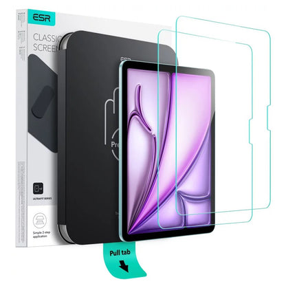 Película protetora de ecrã ESR UltraFit para Apple iPad Air 13 (2026) / Pro 13 (2025), Vidro Temperado, Cola Total, Conjunto de 2 unidades