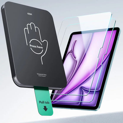 Película protetora de ecrã ESR UltraFit para Apple iPad Air 13 (2026) / Pro 13 (2025), Vidro Temperado, Cola Total, Conjunto de 2 unidades