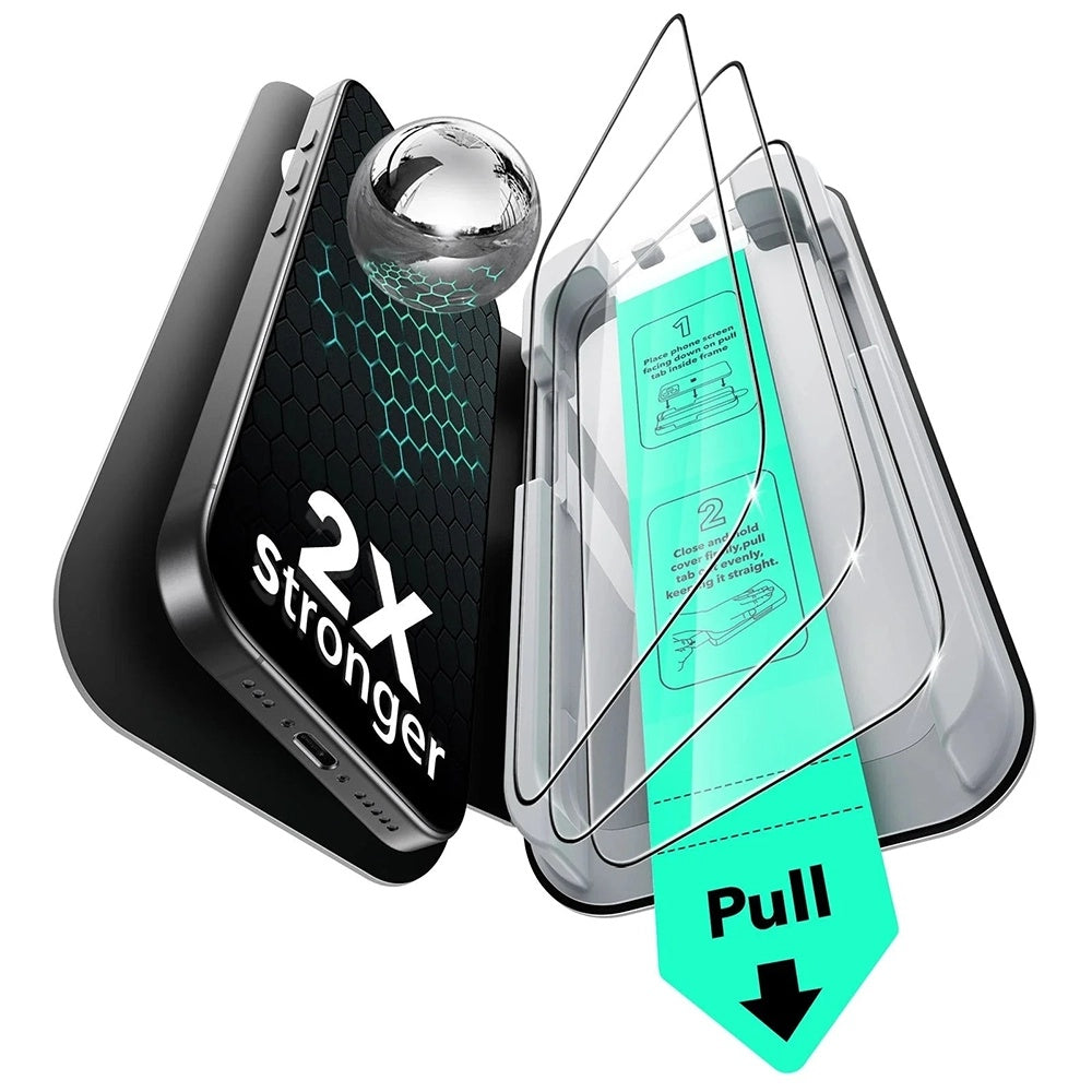 Película Protetora de Ecrã ESR UltraFit para Apple iPhone 17 / 16 Pro, Vidro Temperado, Colagem Total, Conjunto de 3 Peças