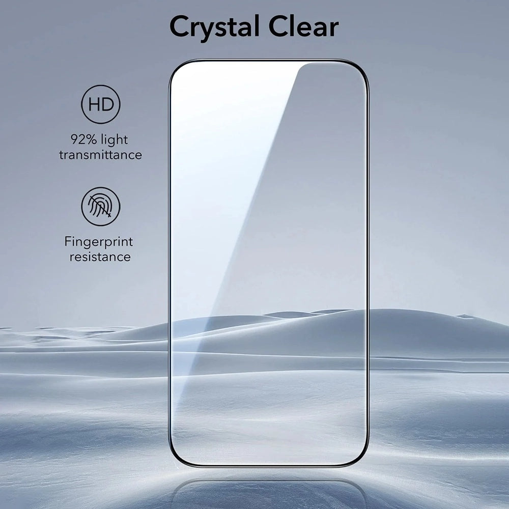 Película Protetora de Ecrã ESR UltraFit para Apple iPhone 17 / 16 Pro, Vidro Temperado, Colagem Total, Conjunto de 3 Peças