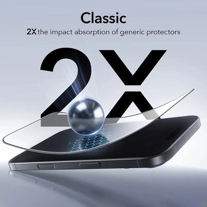 Película Protetora de Ecrã ESR UltraFit para Apple iPhone 17 / 16 Pro, Vidro Temperado, Colagem Total, Conjunto de 3 Peças