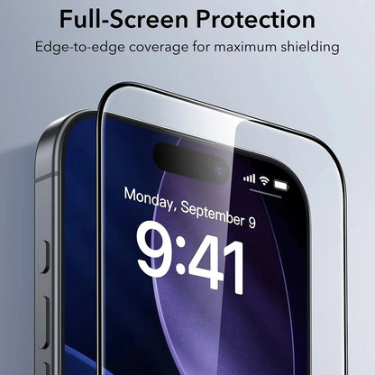 Película Protetora de Ecrã ESR UltraFit para Apple iPhone 17 / 16 Pro, Vidro Temperado, Colagem Total, Conjunto de 3 Peças