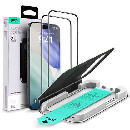 ESR UltraFit Screen Protector for Apple iPhone 17 Pro, Tempered Glass, Full Glue, Set of 2 pieces, Black
