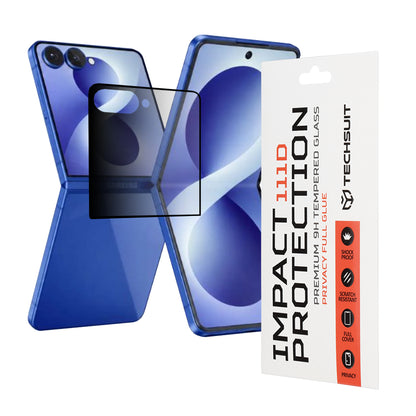 Película de proteção para Ecrã Exterior Privacy Techsuit para Samsung Galaxy Z Flip8 F776, Vidro Temperado, Cola Total, 111D