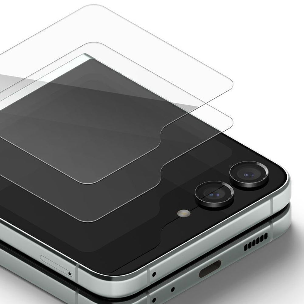 Película Protetora de Ecrã Externo Ringke para Samsung Galaxy Z Flip5 F731, Vidro Temperado, Full Glue, Conjunto de 2 peças