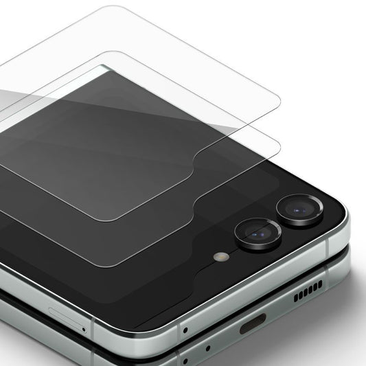 Película Protetora de Ecrã Externo Ringke para Samsung Galaxy Z Flip5 F731, Vidro Temperado, Full Glue, Conjunto de 2 peças