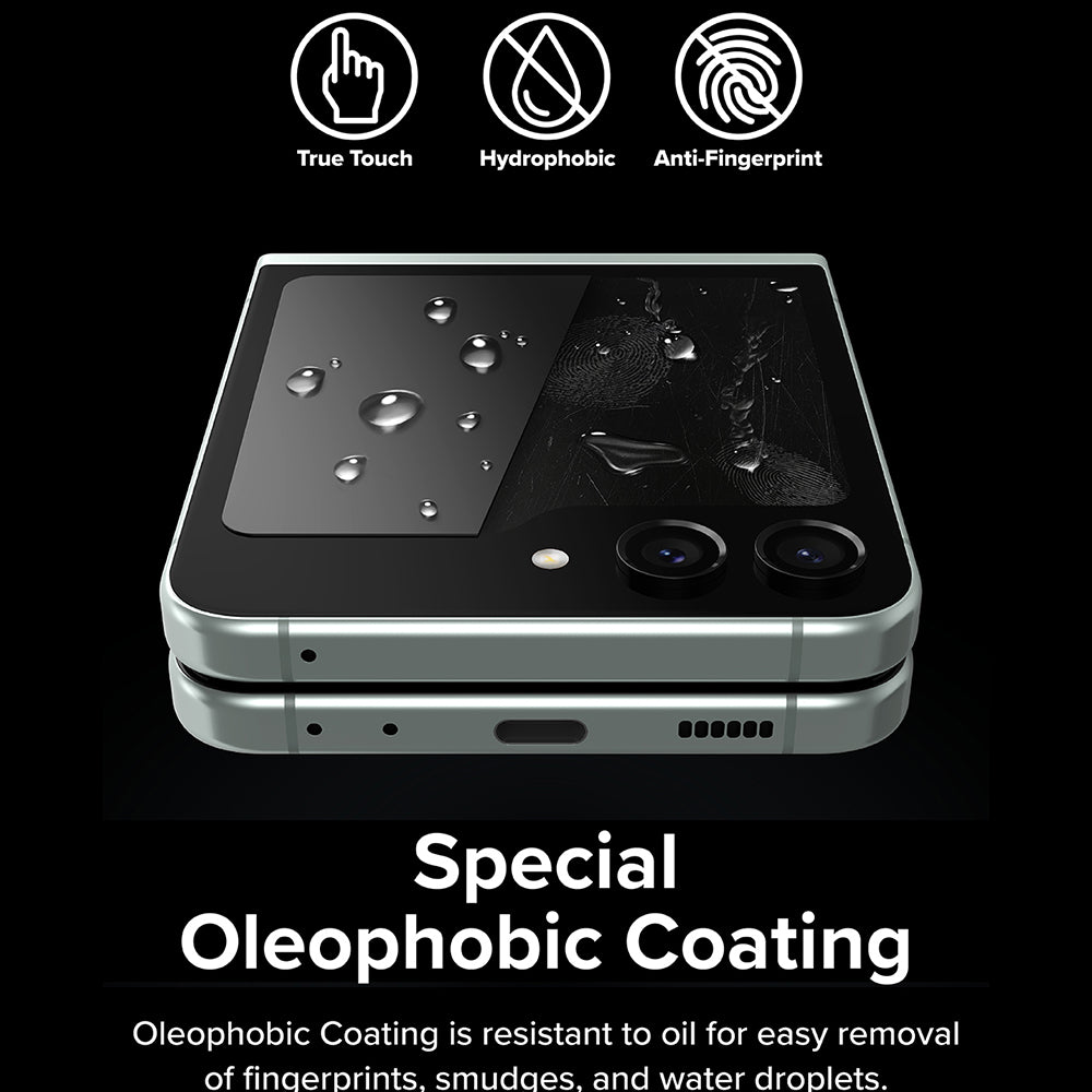 Película Protetora de Ecrã Externo Ringke para Samsung Galaxy Z Flip5 F731, Vidro Temperado, Full Glue, Conjunto de 2 peças
