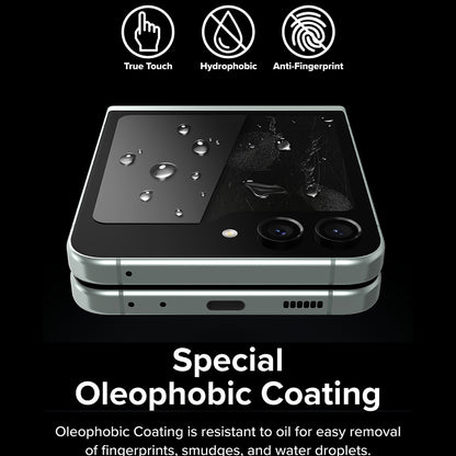 Película Protetora de Ecrã Externo Ringke para Samsung Galaxy Z Flip5 F731, Vidro Temperado, Full Glue, Conjunto de 2 peças