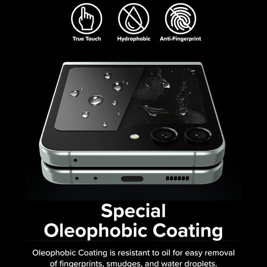 Película Protetora de Ecrã Externo Ringke para Samsung Galaxy Z Flip5 F731, Vidro Temperado, Full Glue, Conjunto de 2 peças