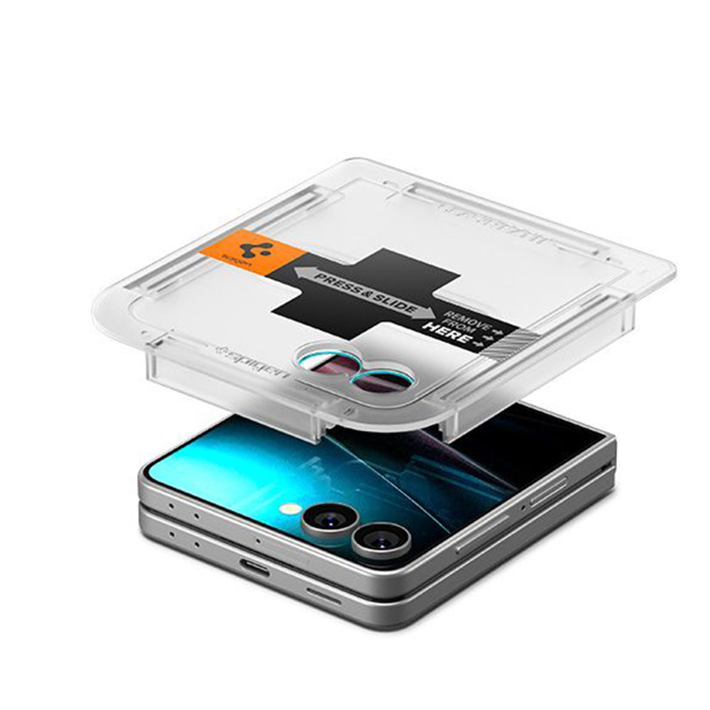 Película Protetora de Ecrã Exterior Spigen GlastR EZ FIT para Samsung Galaxy Z Flip7 F766, Vidro Temperado, Colagem Total