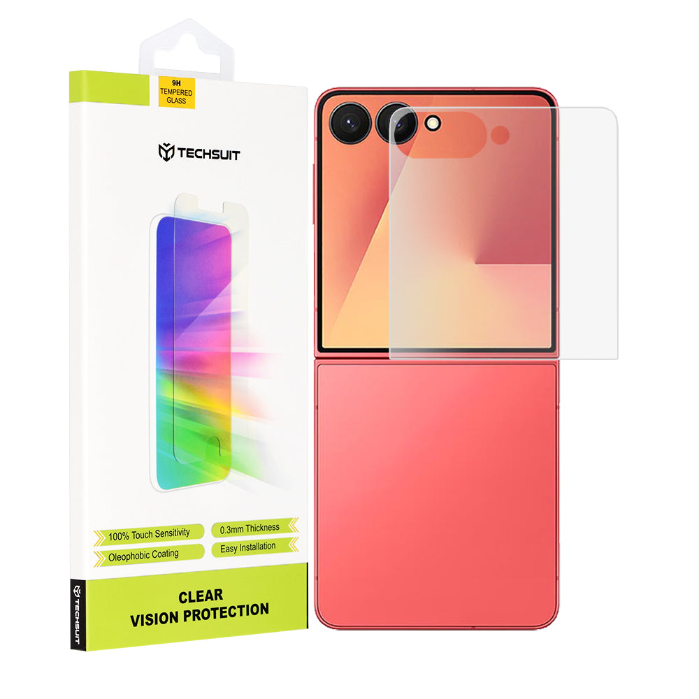 Película protetora para ecrã exterior Techsuit Clear Vision para Samsung Galaxy Z Flip7 F766, vidro temperado, cola total