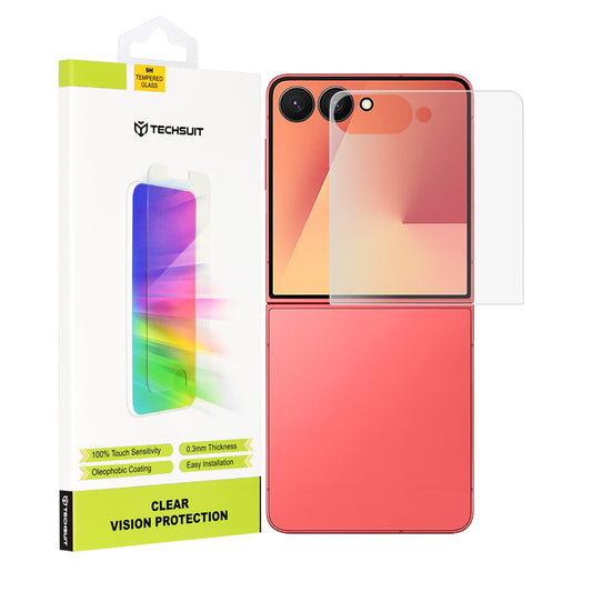Película protetora para ecrã exterior Techsuit Clear Vision para Samsung Galaxy Z Flip7 F766, vidro temperado, cola total
