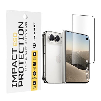 Película de proteção para o ecrã exterior Techsuit para Apple iPhone Duo, vidro temperado, colagem total, preta