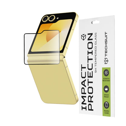Película protetora para ecrã exterior Techsuit para Samsung Galaxy Z Flip6 F741, vidro temperado, cola total, 111D, preta
