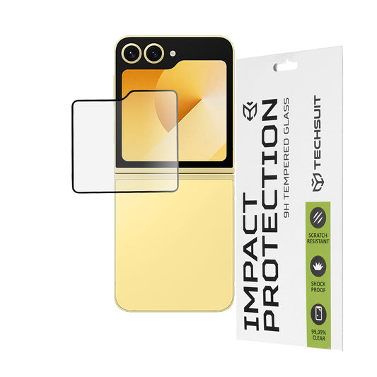 Película protetora para ecrã exterior Techsuit para Samsung Galaxy Z Flip6 F741, vidro temperado, cola total, 111D, preta