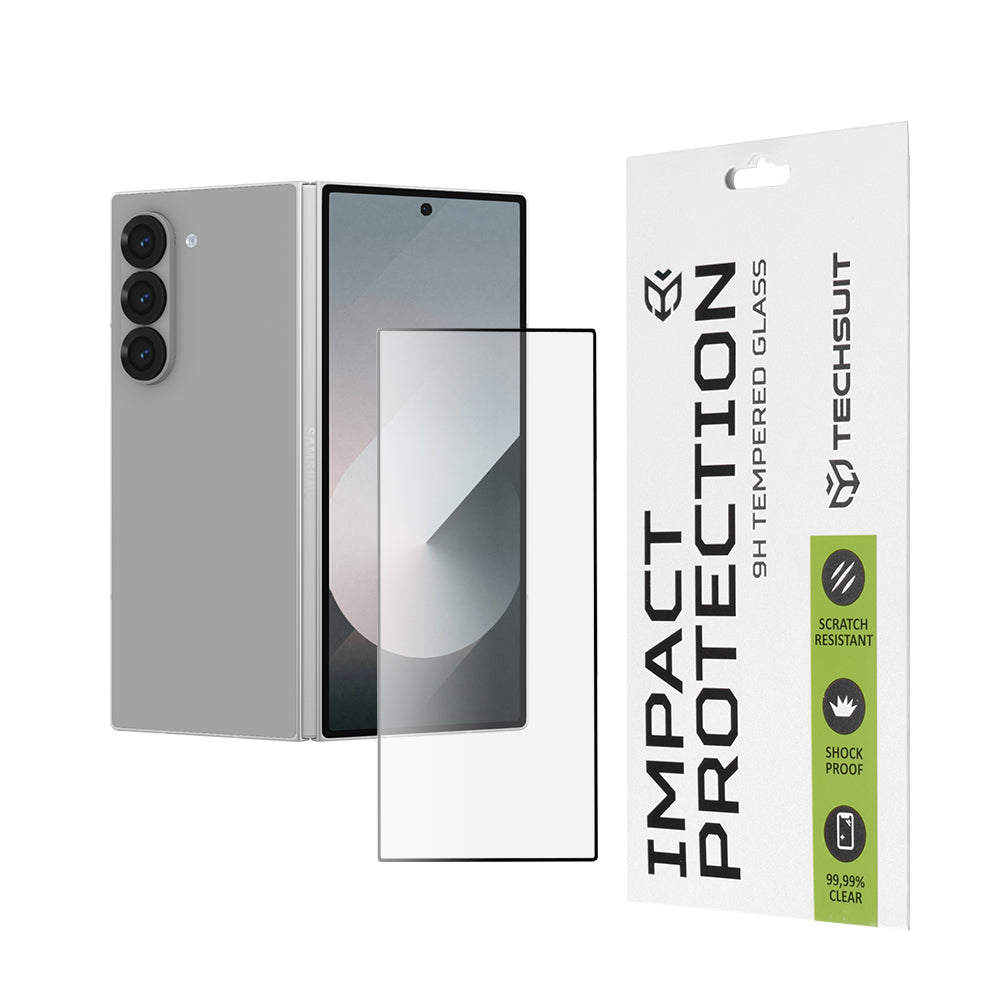 Película protetora para ecrã exterior Techsuit para Samsung Galaxy Z Fold6 F956, vidro temperado, cola total, 111D, preta