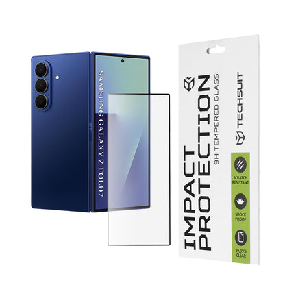 Película protetora para ecrã exterior Techsuit para Samsung Galaxy Z Fold7 F966, vidro temperado, cola total, 111D, preta