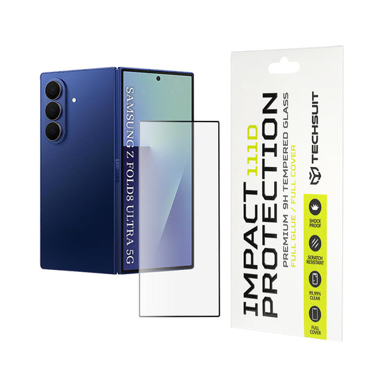 Película protetora para ecrã exterior Techsuit para Samsung Galaxy Z Fold8 Ultra F976, vidro temperado, cola total, 111D, preta