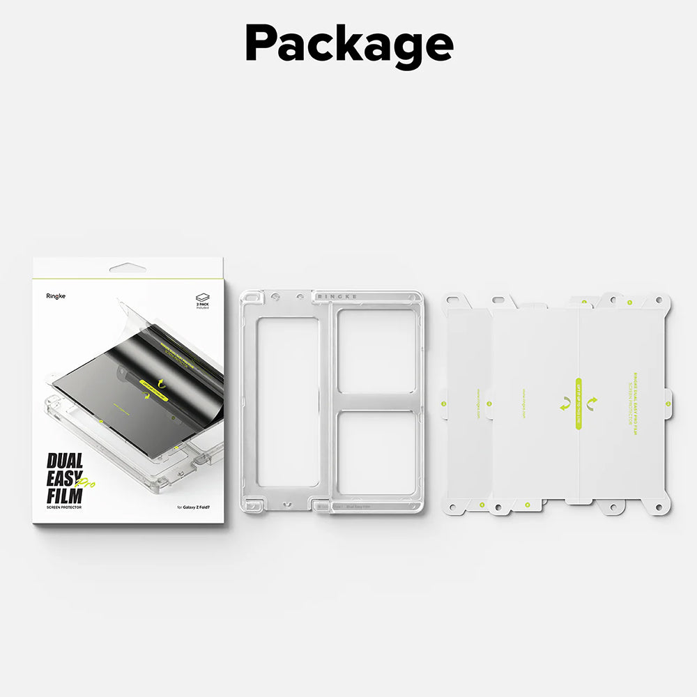 Película protetora para ecrã interior Ringke Dual Easy Pro para Samsung Galaxy Z Fold7 F966, plástico, conjunto de 2 peças