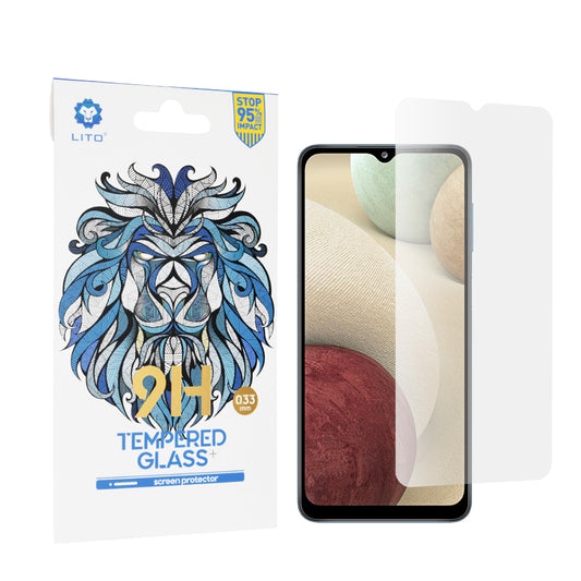 Película protetora de ecrã Lito Classic para Samsung Galaxy F12 F127 / A12 Nacho A127 / M02 M022 / M12 M127, Vidro Temperado, Cola Total, 2.5D