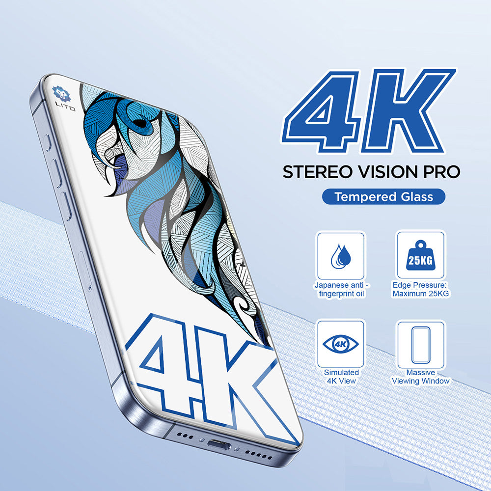 Película Protetora de Ecrã Lito D+ Max 4K para Apple iPhone 17 Pro, Vidro Temperado, Full Glue, Preta