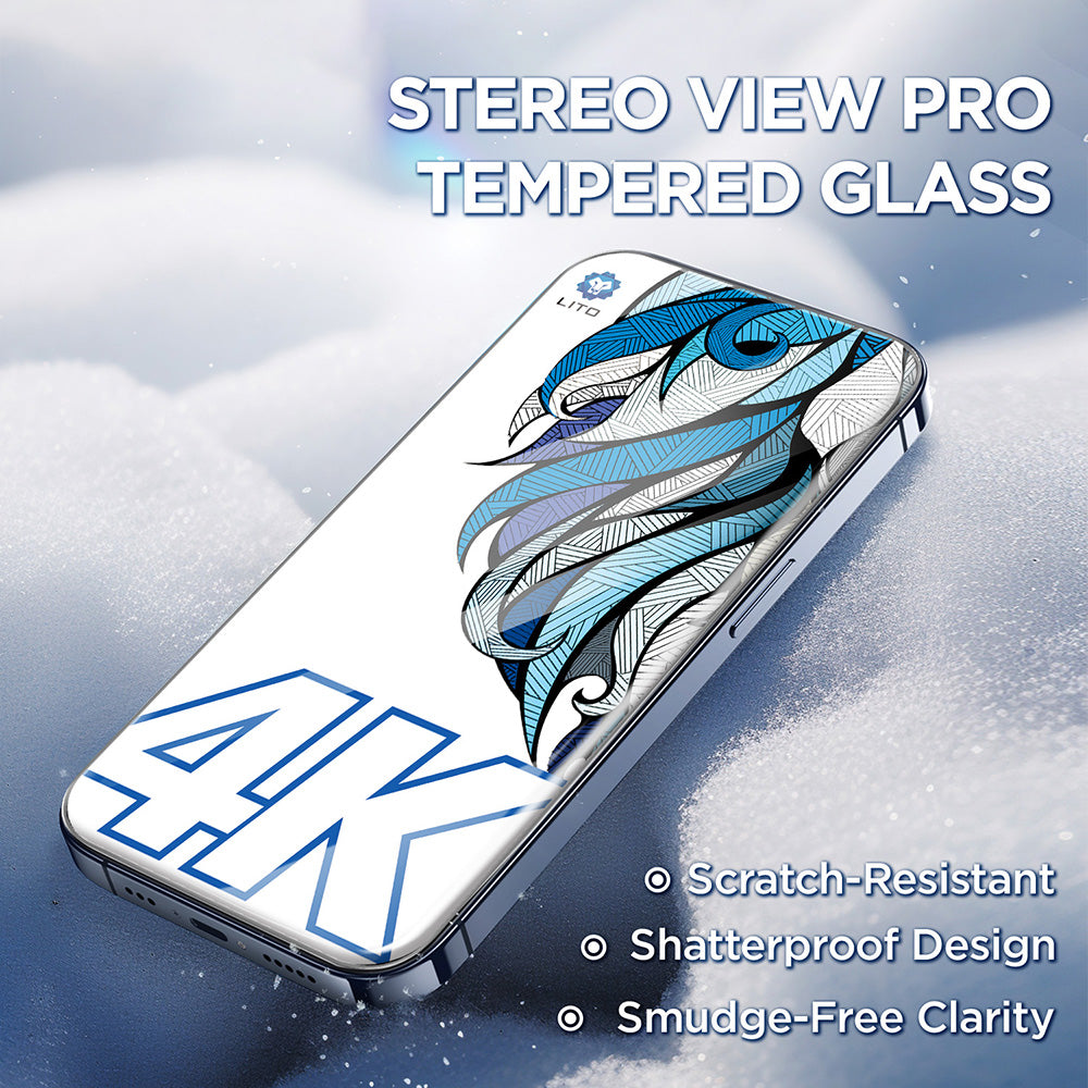 Película Protetora de Ecrã Lito D+ Max 4K para Apple iPhone 17 Pro, Vidro Temperado, Full Glue, Preta