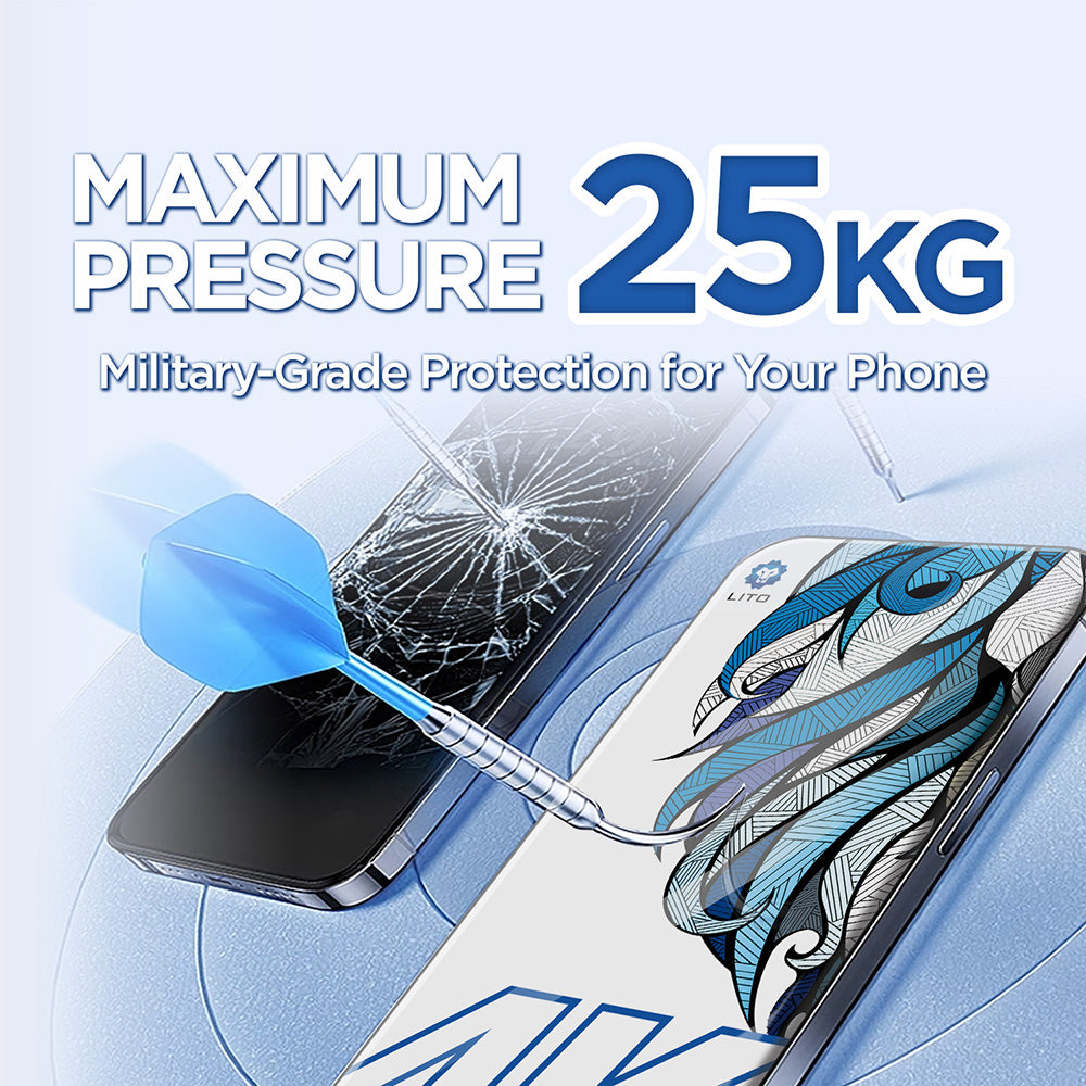 Película Protetora de Ecrã Lito D+ Max 4K para Apple iPhone 17 Pro, Vidro Temperado, Full Glue, Preta