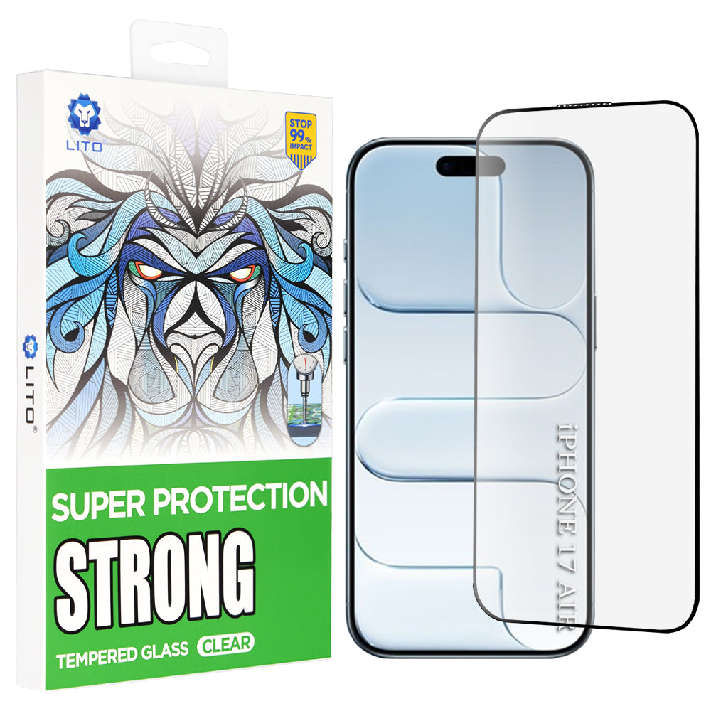 Película Protetora de Ecrã Lito D+ Max Strong para Apple iPhone 17 Air, Vidro Temperado, Full Glue, Preta