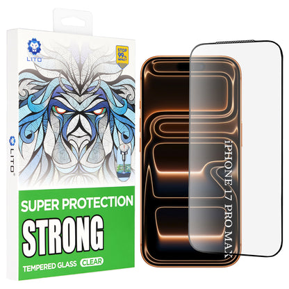 Película Protetora de Ecrã Lito D+ Max Strong para Apple iPhone 17 Pro Max, Vidro Temperado, Full Glue, Preta