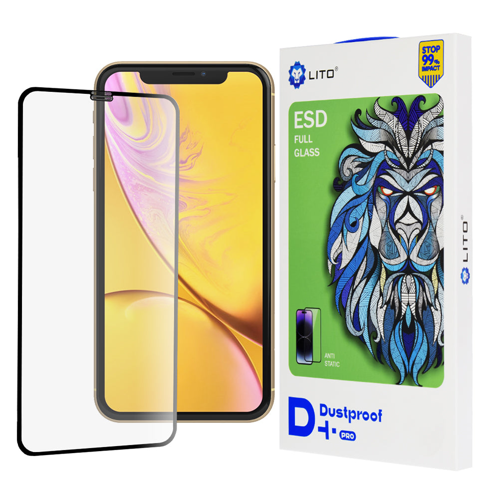 Película protetora de ecrã Lito D+ Pro Dustproof para Apple iPhone 11 / XR, Vidro Temperado, Cola Total, Preta
