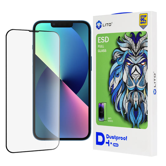 Película Protetora de Ecrã Lito D+ Pro Dustproof para Apple iPhone 14 / 13 Pro / 13, Vidro Temperado, Colagem Total, Preta