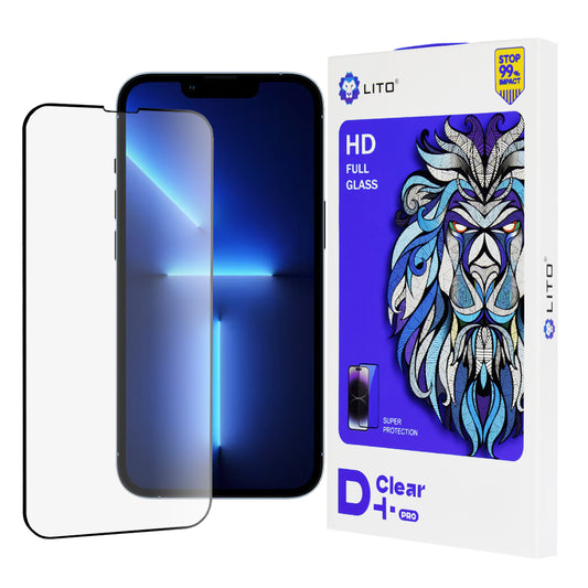 Película de proteção de ecrã Lito D+ Pro para Apple iPhone 14 Plus / 13 Pro Max, Vidro Temperado, Full Glue, Preta