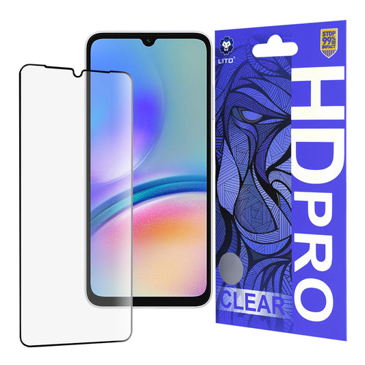 Película protetora de ecrã Lito HD Pro Clear para Samsung Galaxy A05s A057, Vidro Temperado, Cola Total, Preta