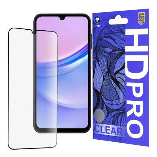 Película protetora de ecrã Lito HD Pro Clear para Samsung Galaxy A15 5G A156 / A15 A155 / A25 A256 / A24 4G A245, Vidro Temperado, Cola Total, Preta