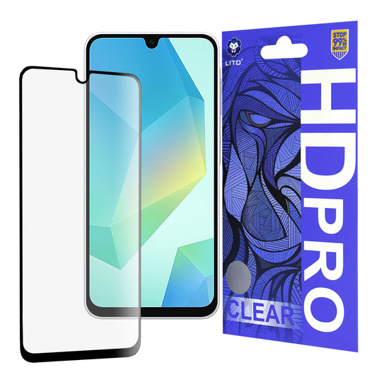 Película protetora de ecrã Lito HD Pro Clear para Samsung Galaxy A16 5G A166 / A16 4G A165, Vidro Temperado, Cola Total, Preta