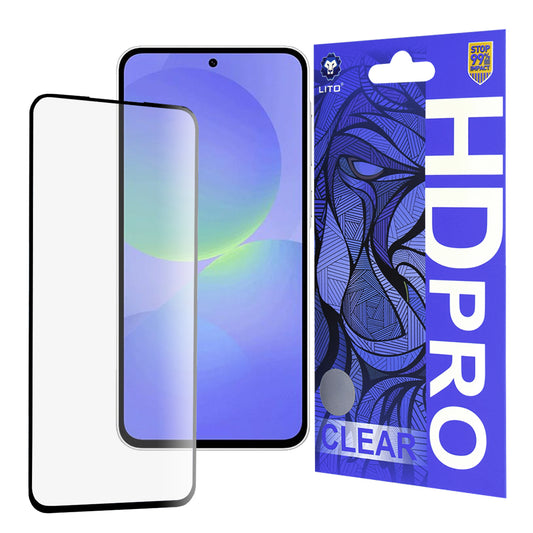 Película protetora de ecrã Lito HD Pro Clear para Samsung Galaxy A36 A366, Vidro Temperado, Cola Total, Preta