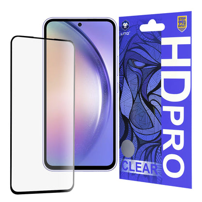 Película protetora de ecrã Lito HD Pro Clear para Samsung Galaxy A54 A546, Vidro Temperado, Cola Total, Preta