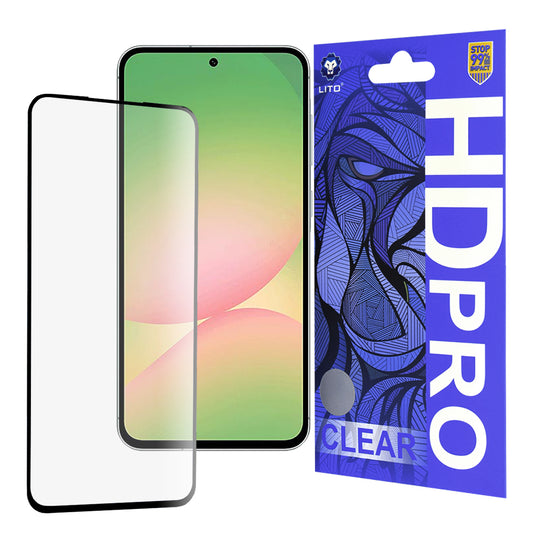 Película protetora de ecrã Lito HD Pro Clear para Samsung Galaxy A56 A566, Vidro Temperado, Cola Total, Preta