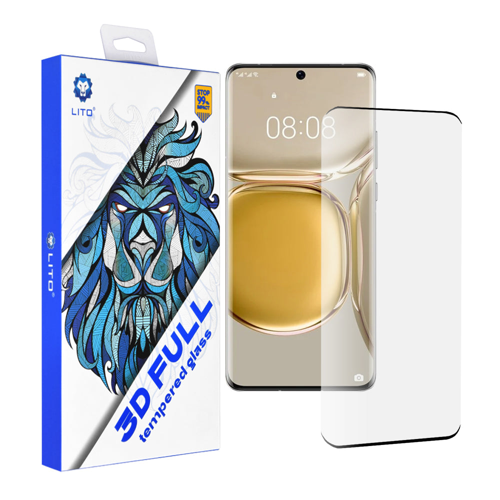 Película protetora de ecrã Lito para Huawei P50 Pro, Vidro Temperado, Cola Total, 3D, Preta