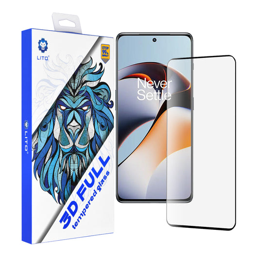 Película protetora de ecrã Lito para OnePlus 11R, Vidro Temperado, Cola Total, 3D, Preta