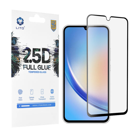Película protetora de ecrã Lito para Samsung Galaxy A34 A346, Vidro Temperado, Full Glue, 2.5D, Preto