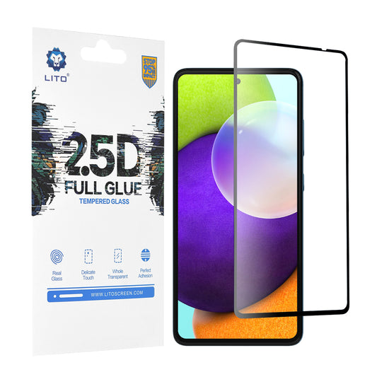 Película protetora de ecrã Lito para Samsung Galaxy A52s 5G A528 / A52 5G A526 / A52 A525, Vidro Temperado, Cola Total, 2.5D, Preto