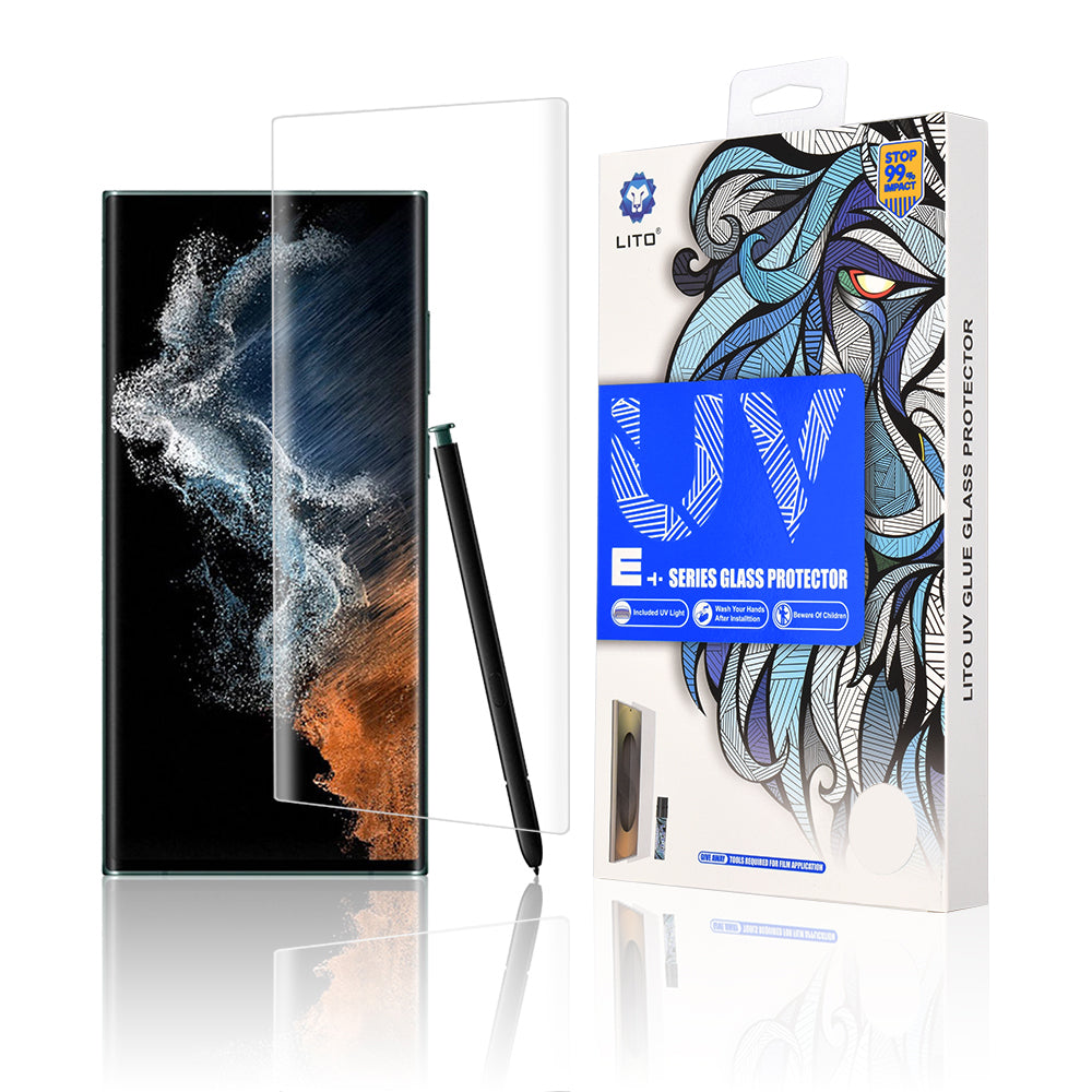 Película protetora de ecrã Lito para Samsung Galaxy S22 Ultra 5G S908, Vidro Temperado, Cola UV, 3D