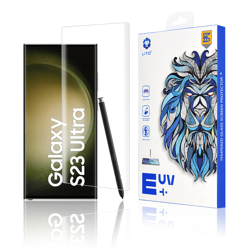 Película protetora de ecrã Lito para Samsung Galaxy S23 Ultra S918, Vidro Temperado, Cola UV, 3D