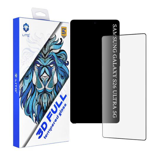 Película Protetora de Ecrã Lito para Samsung Galaxy S26 Ultra, Vidro Temperado, Full Glue, 3D, Preta