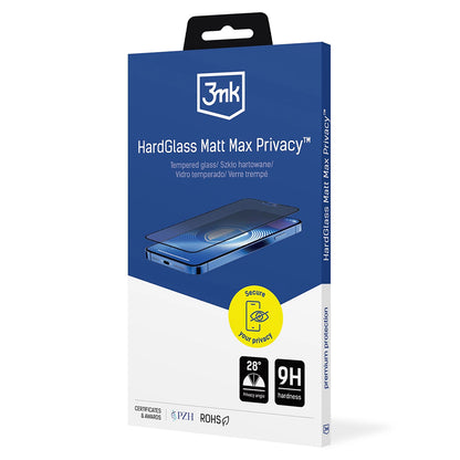 Película protetora de ecrã Matte Privacy 3MK Max para Apple iPhone 18 Pro Max, Vidro Temperado, Cola Total